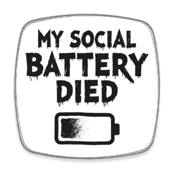Déclaration d’introverti sur ma batterie sociale est morte - Magnet carré - blanc - Devant