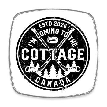 Timbre Cottage Canada ESTD 2026 - Magnet carré - blanc - Devant
