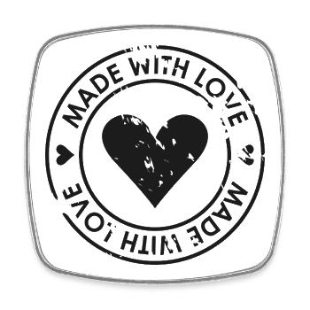 Distressed Heart Stamp Made With Love - Square fridge magnet - white - Front