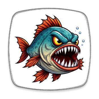 Piranha Tiefseejäger - Viereckiger Kühlschrankmagnet - Weiß - Vorne