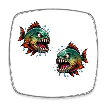 Chasseur en haute mer Piranha - Magnet carré - blanc - Devant