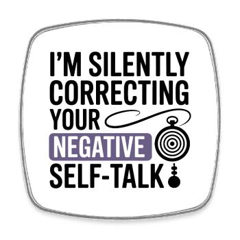 Hypnotist Silently Correcting Negative Self-Talk  - Square fridge magnet - white - Front