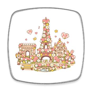Floral Parisland Landmarks - Square fridge magnet - white - Front