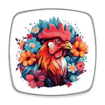 Farbenrooster Blütenkranz - Viereckiger Kühlschrankmagnet - Weiß - Vorne