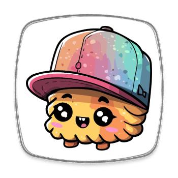Buntes Kawaii Sushi Cap - Viereckiger Kühlschrankmagnet - Weiß - Vorne