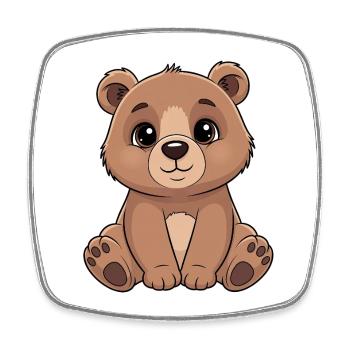 Cuddly Bear Cartoon - Cute Brown - Square fridge magnet - white - Front