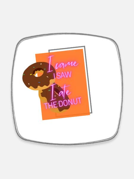 I Saw I Ate The Donut Neon Card - Square fridge magnet - white
