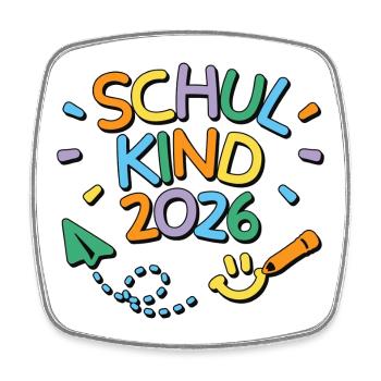 Schulkind 2026 Einschulung Schulanfang - Viereckiger Kühlschrankmagnet - Weiß - Vorne