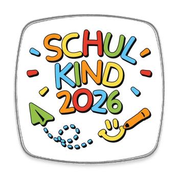 Schulkind 2026 Einschulung Schulanfang - Viereckiger Kühlschrankmagnet - Weiß - Vorne