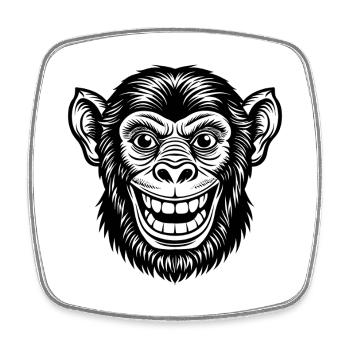 Tête de singe - Magnet carré - blanc - Devant