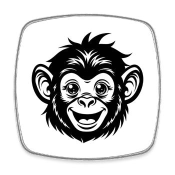 Face de singe - Magnet carré - blanc - Devant