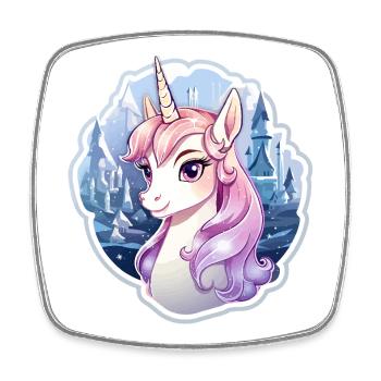 Einhorn im Eisreich - Square fridge magnet - white - Front