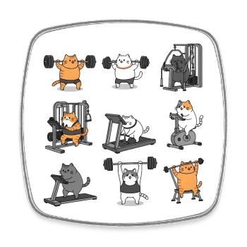 Leg Day with Cat Cat - Viereckiger Kühlschrankmagnet - Weiß - Vorne