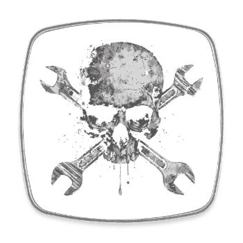 Grunge Skull with Tools - Square fridge magnet - white - Front