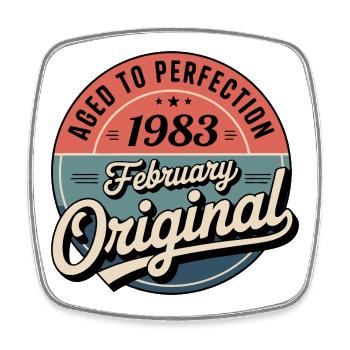 Geburtstag 1983 Februar 1983 geboren im Februar 1983 - Viereckiger Kühlschrankmagnet - Weiß - Vorne