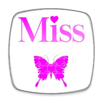 Fräulein Papillon Fushia - Viereckiger Kühlschrankmagnet - Weiß - Vorne