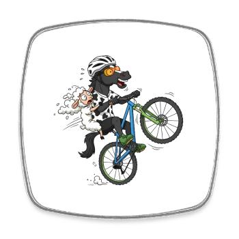 Menorca Crazy Bike T-Shirt - Viereckiger Kühlschrankmagnet - Weiß - Vorne