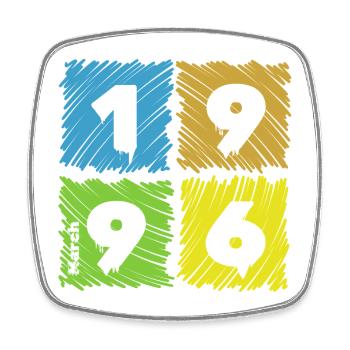 30. Écussons Farbige du Geburtstag depuis 03/1996 - Magnet carré - blanc - Devant