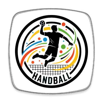 Logo coloré de handball avec motif de cercle de joueur - Magnet carré - blanc - Devant