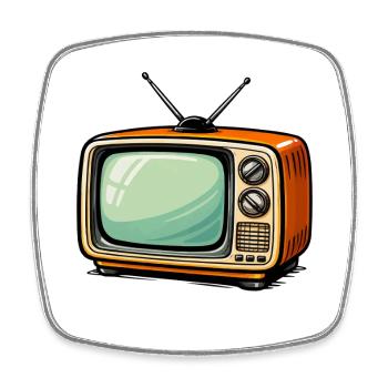 Dessin animé télévisé rétro TV - Magnet carré - blanc - Devant