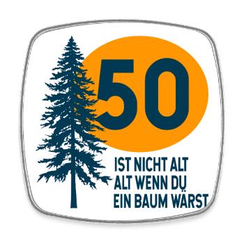 50. Geburtstag Geschenk Baum - Viereckiger Kühlschrankmagnet - Weiß - Vorne