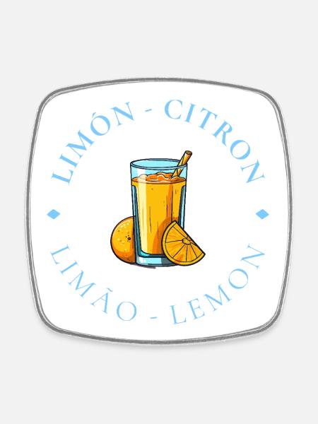 Lemonade Citrus Circle Logo - Square fridge magnet - white