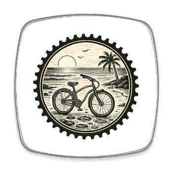 Blason vintage pour vélo de plage - Magnet carré - blanc - Devant