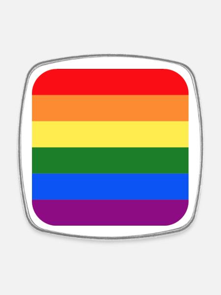Icône arc-en-ciel LGBTQ - Mois de l’Histoire LGBT - Magnet carré - blanc