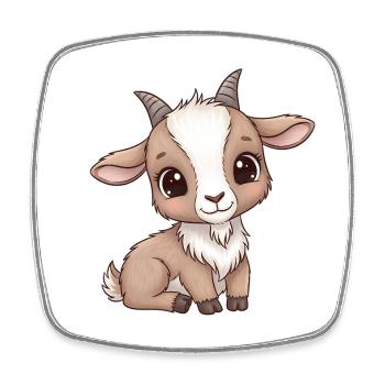 Cute baby goat cartoon - Square fridge magnet - white - Front