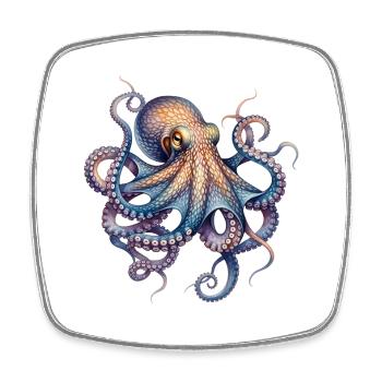 Ink Octopus Print - Square fridge magnet - white - Front