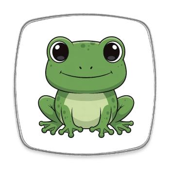 Fröhlicher Frosch Cartoon Grün - Viereckiger Kühlschrankmagnet - Weiß - Vorne