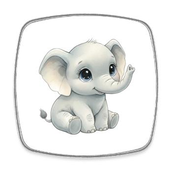 Kleiner Elefant im Aquarellstil - Viereckiger Kühlschrankmagnet - Weiß - Vorne