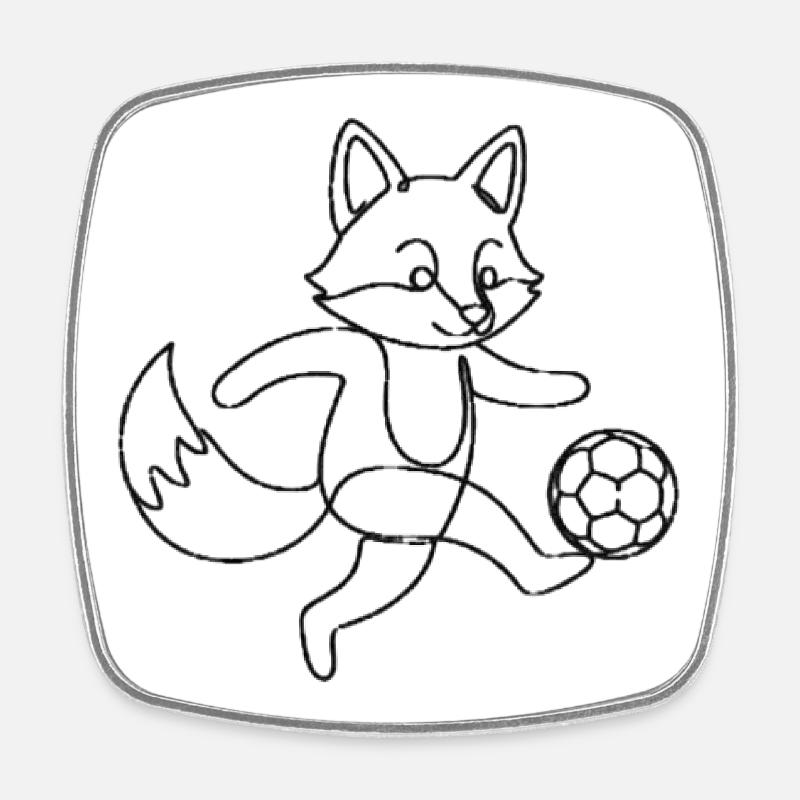 Fox Kick Soccer Charm - Square fridge magnet - white