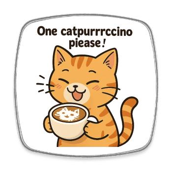 Katzenkaffee Schnurrrfreunde - Viereckiger Kühlschrankmagnet - Weiß - Vorne