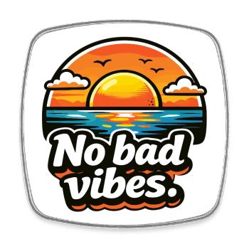 No Bad Vibes Sunset by the Sea - Square fridge magnet - white - Front