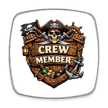 Pirat Crew Member Abzeichen - Viereckiger Kühlschrankmagnet - Weiß - Vorne