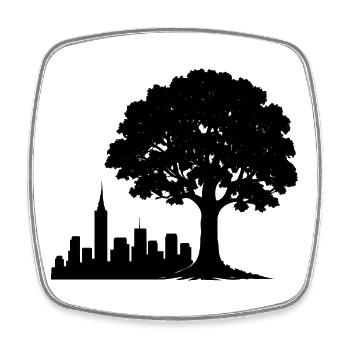 Stadtwald Skyline-Silhouette - Viereckiger Kühlschrankmagnet - Weiß - Vorne