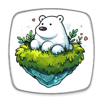 Polarbär auf grünem Inselfloß - Viereckiger Kühlschrankmagnet - Weiß - Vorne