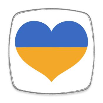 Flaggenherz in den Farben der Ukraine - Viereckiger Kühlschrankmagnet - Weiß - Vorne