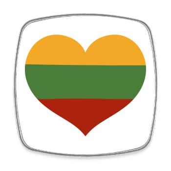Litauische Herzflagge - Viereckiger Kühlschrankmagnet - Weiß - Vorne