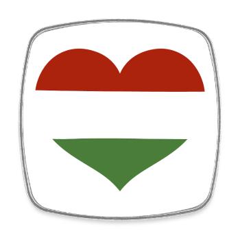 Herz der ungarischen Flagge - Viereckiger Kühlschrankmagnet - Weiß - Vorne
