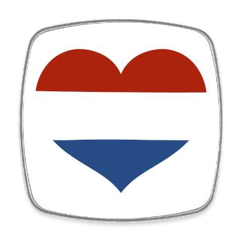 Cœur du drapeau des Pays-Bas - Magnet carré - blanc - Devant