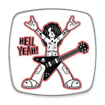 Hell Yeah Cartoon Rock Guitarist - Magnet carré - blanc - Devant