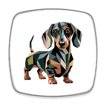 Chien teckel géométrique - Magnet carré - blanc - Devant