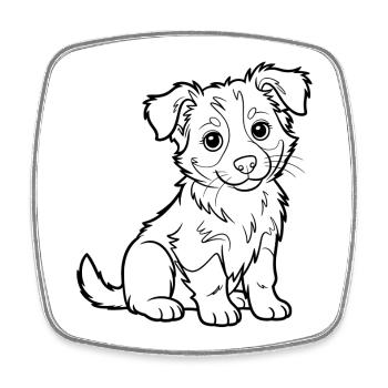 Dog Line Style Cute Puppy - Square fridge magnet - white - Front