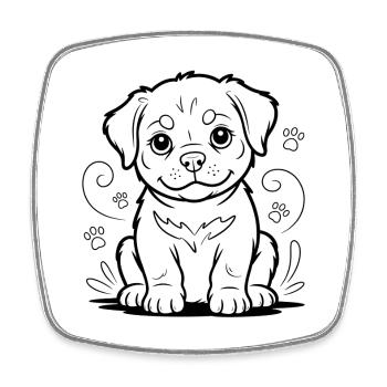 Petit chiot ami - Magnet carré - blanc - Devant