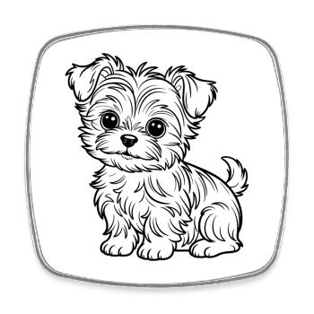 Shaggy puppy line style - Square fridge magnet - white - Front
