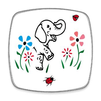 Elefant auf einer Blumenwiese - Viereckiger Kühlschrankmagnet - Weiß - Vorne