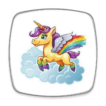 Rainbow Unicorn on Cloud - Square fridge magnet - white - Front