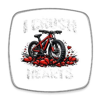  Valentines Day I Crush Hearts Bicycle Mountain - Square fridge magnet - white - Front